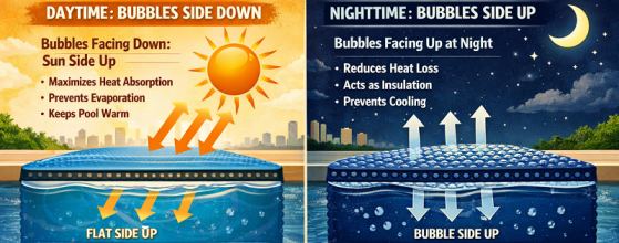 Solar Blanket Bubble Side Up or Down?