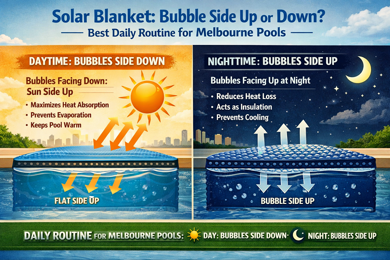 Solar Blanket Bubble Side Up or Down? Best Daily Routine for Melbourne Pools