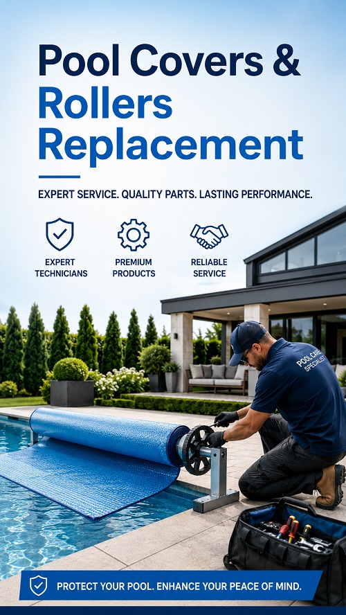 Pool cover and roller replacement for a residential swimming pool in Melbourne