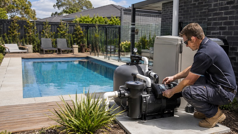 Variable-speed pool pump setup for filtration, heating, cleaning, backwash and lower running cost