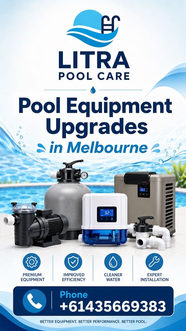 Pool equipment upgrades in Melbourne with pool pump, filter and plumbing setup