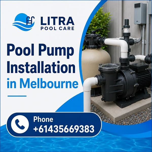 Pool pump installation in Melbourne with connected pipework and circulation equipment